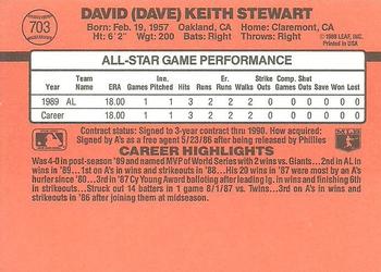 1990 Donruss #703 Dave Stewart Back