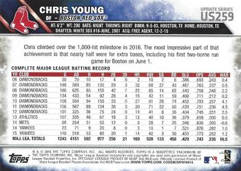 2016 Topps Update - Black & White Negatives #US259 Chris Young Back