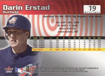 2000 Fleer Mystique #19 Darin Erstad Back