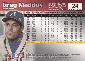 2000 Fleer Mystique #24 Greg Maddux Back