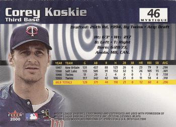 2000 Fleer Mystique #46 Corey Koskie Back