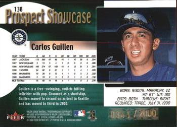 2000 Fleer Showcase #138 Carlos Guillen Back