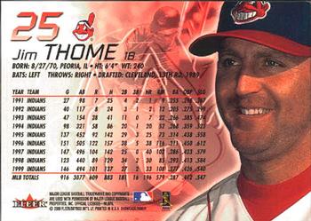 2000 Fleer Showcase #25 Jim Thome Back