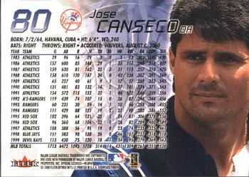 2000 Fleer Showcase #80 Jose Canseco Back