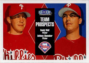 2000 Fleer Tradition #252 Randy Wolf / Anthony Shumaker Front