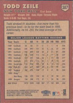 2000 Fleer Tradition #387 Todd Zeile Back