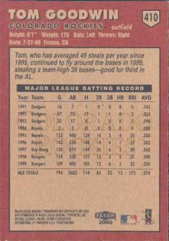 2000 Fleer Tradition #410 Tom Goodwin Back