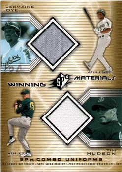2002 SPx - Winning Materials 2-Player Jersey Combos #WM-DH Jermaine Dye / Tim Hudson Front