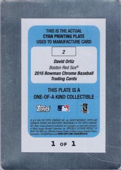 2016 Bowman Chrome - Printing Plates Cyan #2 David Ortiz Back