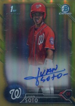 2016 Bowman Chrome - Prospects Autographs Gold Refractor #CPA-JS Juan Soto Front