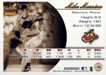 2000 Pacific Aurora #18 Mike Mussina Back