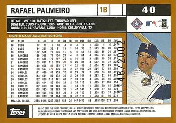 2002 Topps - Gold #40 Rafael Palmeiro Back