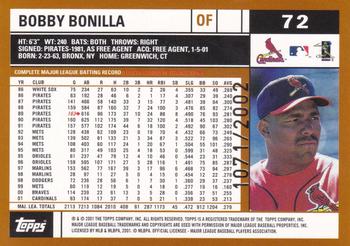 2002 Topps - Gold #72 Bobby Bonilla Back