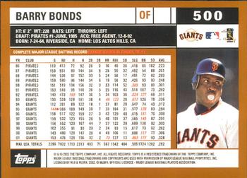 2002 Topps - Home Team Advantage #500 Barry Bonds  Back