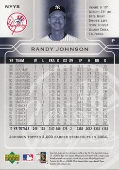 2005 Upper Deck New York Daily News New York Mets / New York Yankees #NYY5 Randy Johnson Back