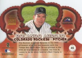 2000 Pacific Crown Royale #45 Rolando Arrojo Back