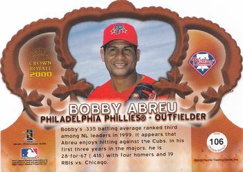 2000 Pacific Crown Royale #106 Bobby Abreu Back