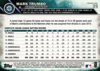 2016 Topps Mini #39 Mark Trumbo Back