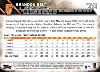 2016 Topps Mini #424 Brandon Belt Back