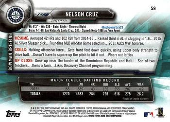 2017 Bowman #59 Nelson Cruz Back