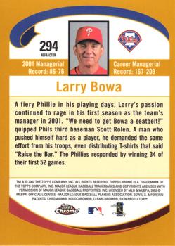 2002 Topps Chrome - Gold Refractors #294 Larry Bowa Back