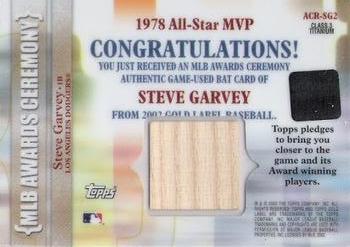 2002 Topps Gold Label - MLB Awards Ceremony Relics Class 3 Titanium #ACR-SG2 Steve Garvey Back