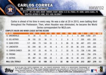 2016 Topps Holiday #HMW132 Carlos Correa Back