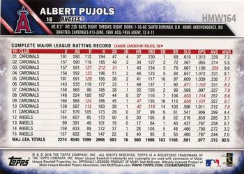 2016 Topps Holiday #HMW164 Albert Pujols Back