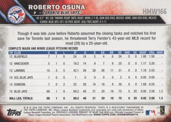 2016 Topps Holiday #HMW166 Roberto Osuna Back