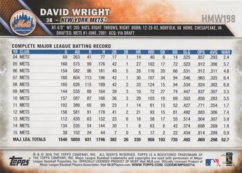 2016 Topps Holiday #HMW198 David Wright Back