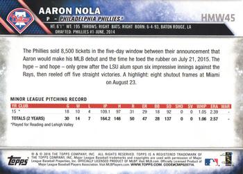 2016 Topps Holiday - Metallic Snowflake #HMW45 Aaron Nola Back