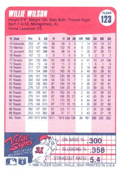 1990 Fleer #123 Willie Wilson Back