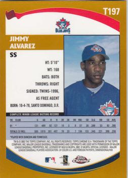 2002 Topps Traded & Rookies - Chrome #T197 Jimmy Alvarez Back