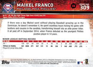 2015 Topps Mini - Red #309 Maikel Franco Back