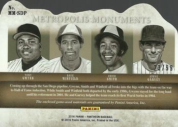 2016 Panini Pantheon - Metropolis Monuments #MM-SDP Dave Winfield / Steve Garvey / Ozzie Smith / Tony Gwynn Back