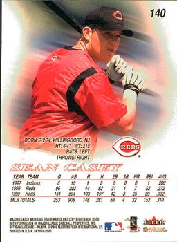 2000 SkyBox #140 Sean Casey Back