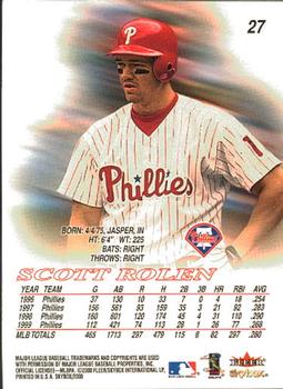 2000 SkyBox #27 Scott Rolen Back