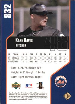 2002 Upper Deck 40-Man - Electric #832 Kane Davis  Back