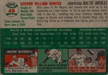 1954 Topps Canadian #48 Billy Hunter Back