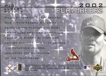 2002 Upper Deck Ballpark Idols - Playmakers #P13 Albert Pujols  Back