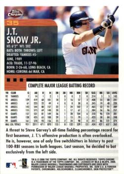 2000 Topps Chrome #35 J.T. Snow Jr. Back