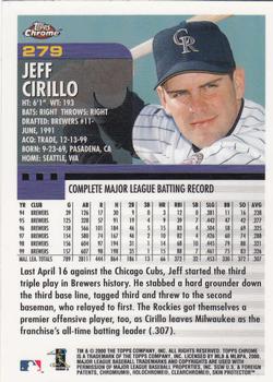 2000 Topps Chrome #279 Jeff Cirillo Back