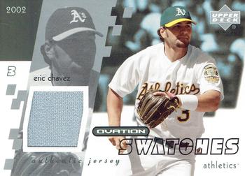 2002 Upper Deck Ovation - Swatches #O-EC Eric Chavez  Front