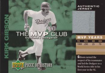 2002 Upper Deck Piece of History - MVP Club Jersey #M-KGI Kirk Gibson  Front