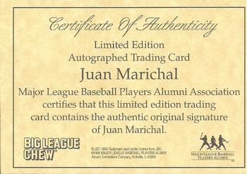 1996 Big League Chew Alumni Series - Certificates of Authenticity #NNO Juan Marichal Front