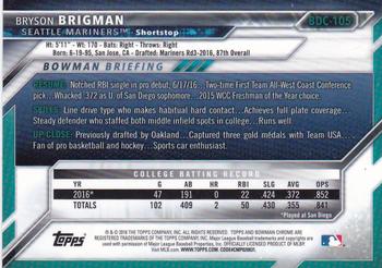 2016 Bowman Draft - Chrome #BDC-105 Bryson Brigman Back