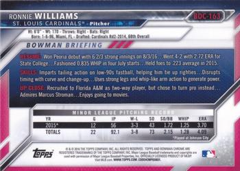 2016 Bowman Draft - Chrome #BDC-163 Ronnie Williams Back