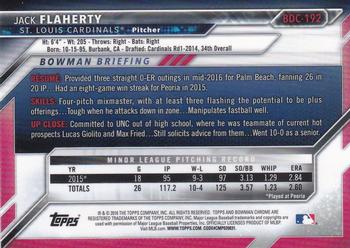 2016 Bowman Draft - Chrome #BDC-192 Jack Flaherty Back