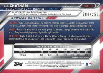 2016 Bowman Draft - Chrome Purple Refractor #BDC-38 C.J. Chatham Back