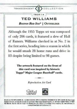 2016 Topps Transcendent Collection - Anniversary Sketch Reproductions #TSCR-14 Ted Williams Back